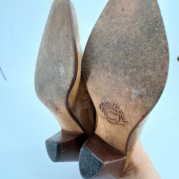 Charlie 1 Horse Brown Leather Mules Distressed Handcrafted Brazil 7B Western - Picture 9 of 13